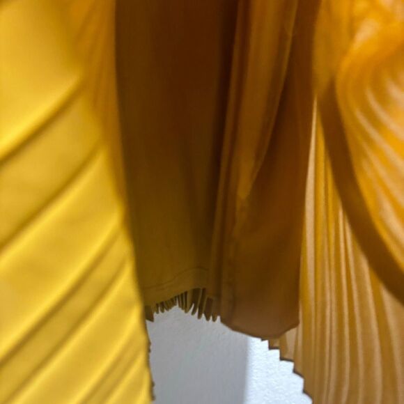 NWT Nanette Lepore Womens High Neck Pleated Smocked A-Line Dress Yellow 2 - Picture 7 of 13